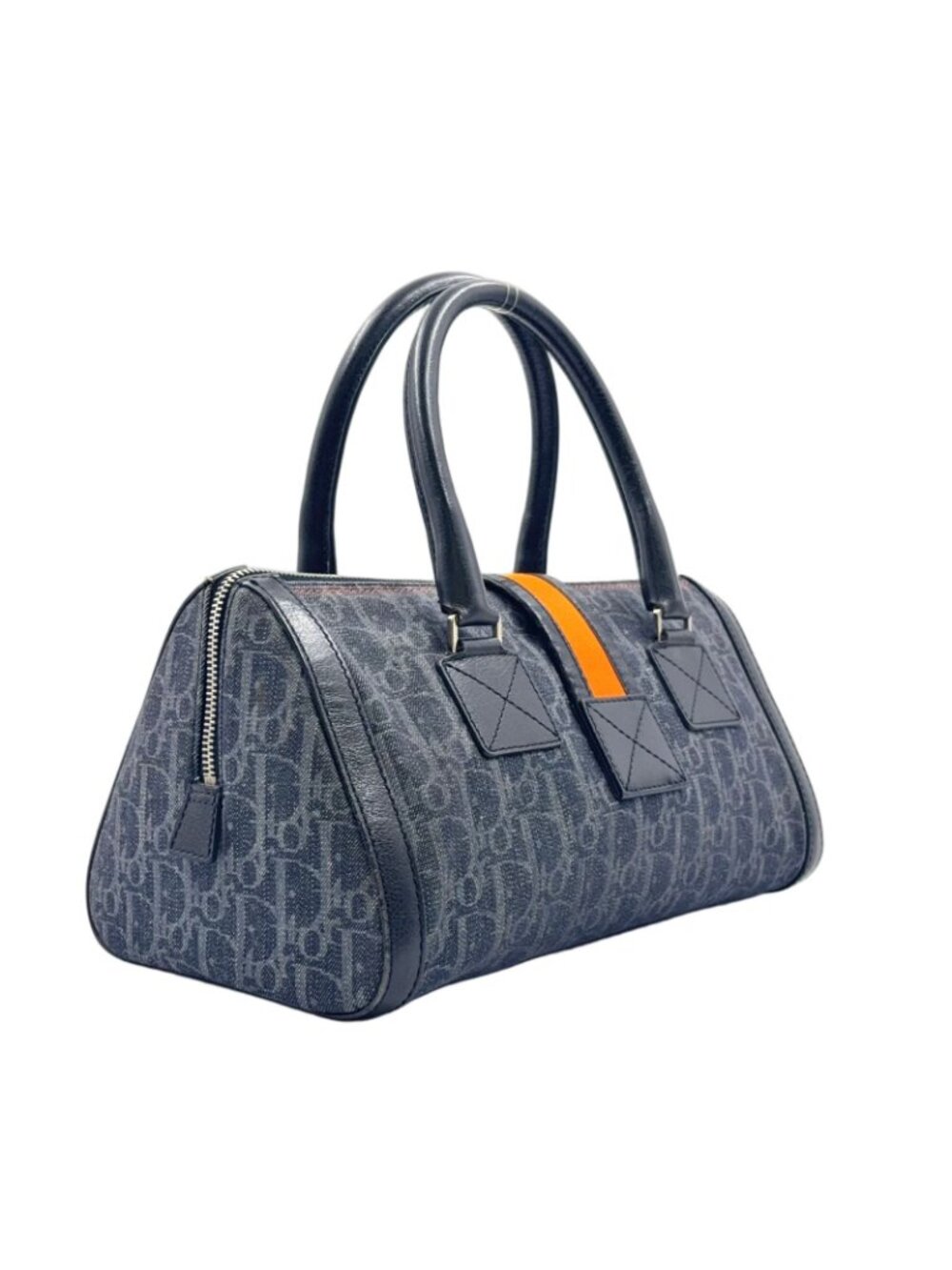 Dior Flight Line Trotter Leather Denim Gray Black Handbag Silver - Picture 2 of 15